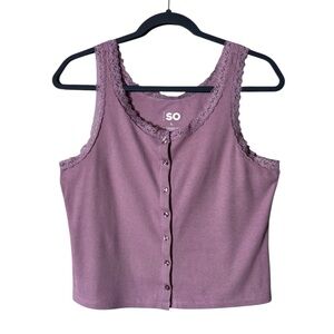 Y2K Women Lace Top Tank Size Large Festival Coquette Pink Kawaii Beachy Bohemian